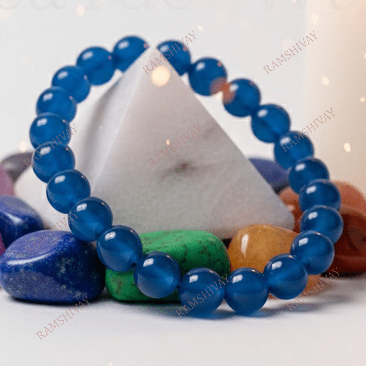 Natural Blue Agate (Hakik) Bracelet with Lab Certificate for Protection – Ramshivay - Ramshivay