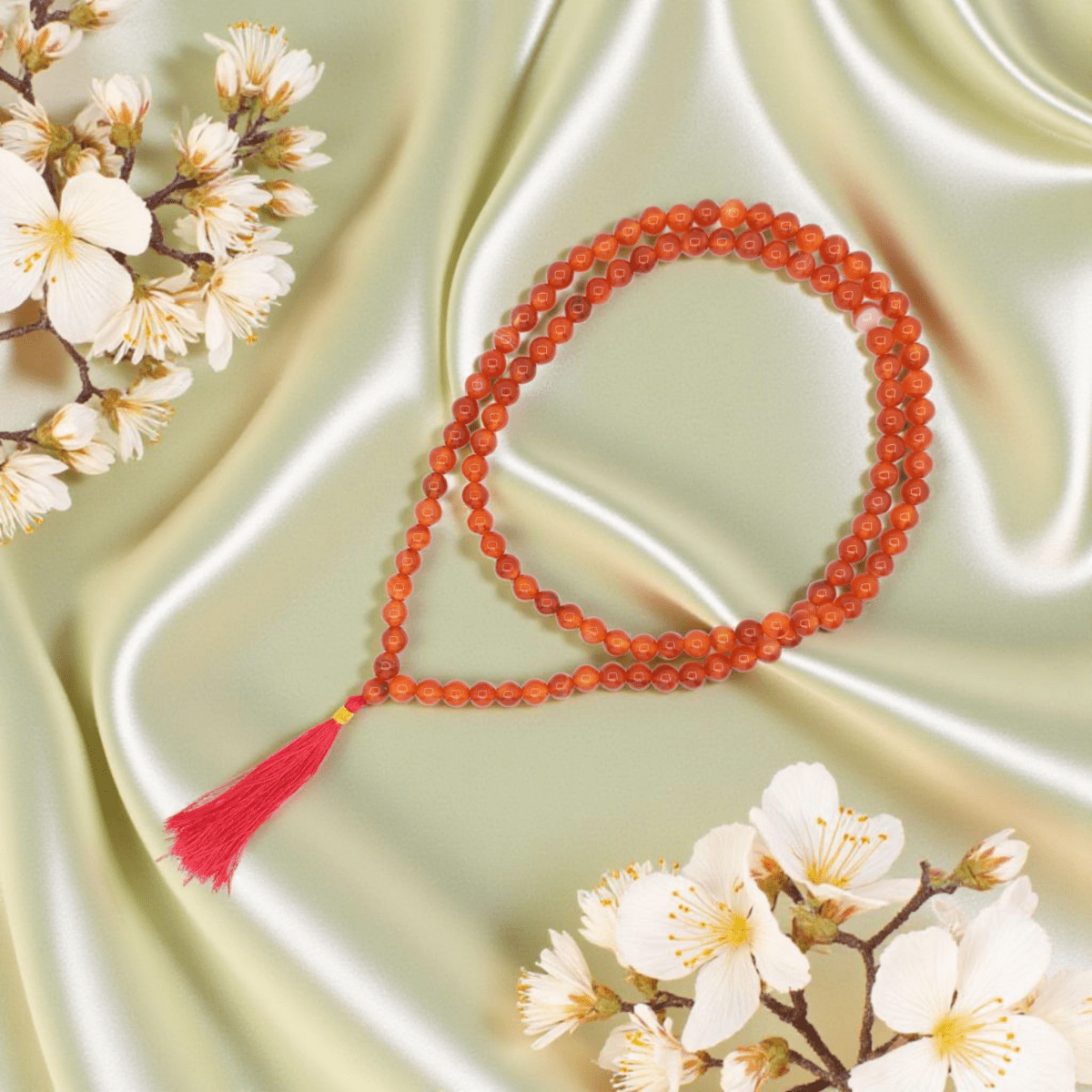 Natural Carnelian Mala 108+1 Beads with Lab Certificate | 8mm for Jaap & Wearing – Ramshivay - Ramshivay