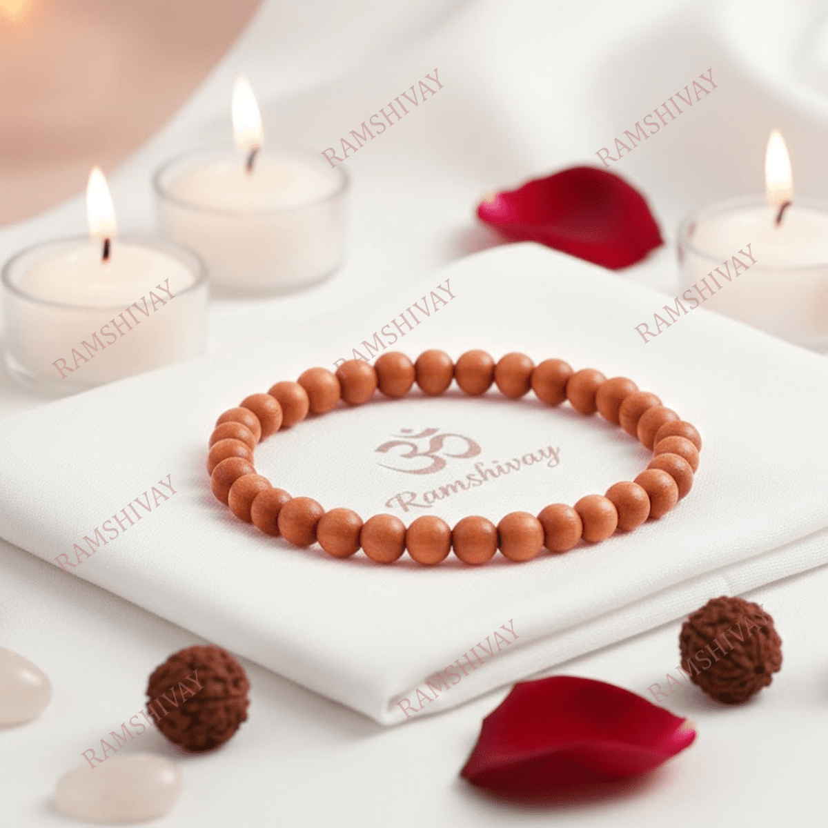 Natural Chandan Wood Bracelet (8mm) with Lab Certificate for Calming & Peace – Ramshivay - Ramshivay