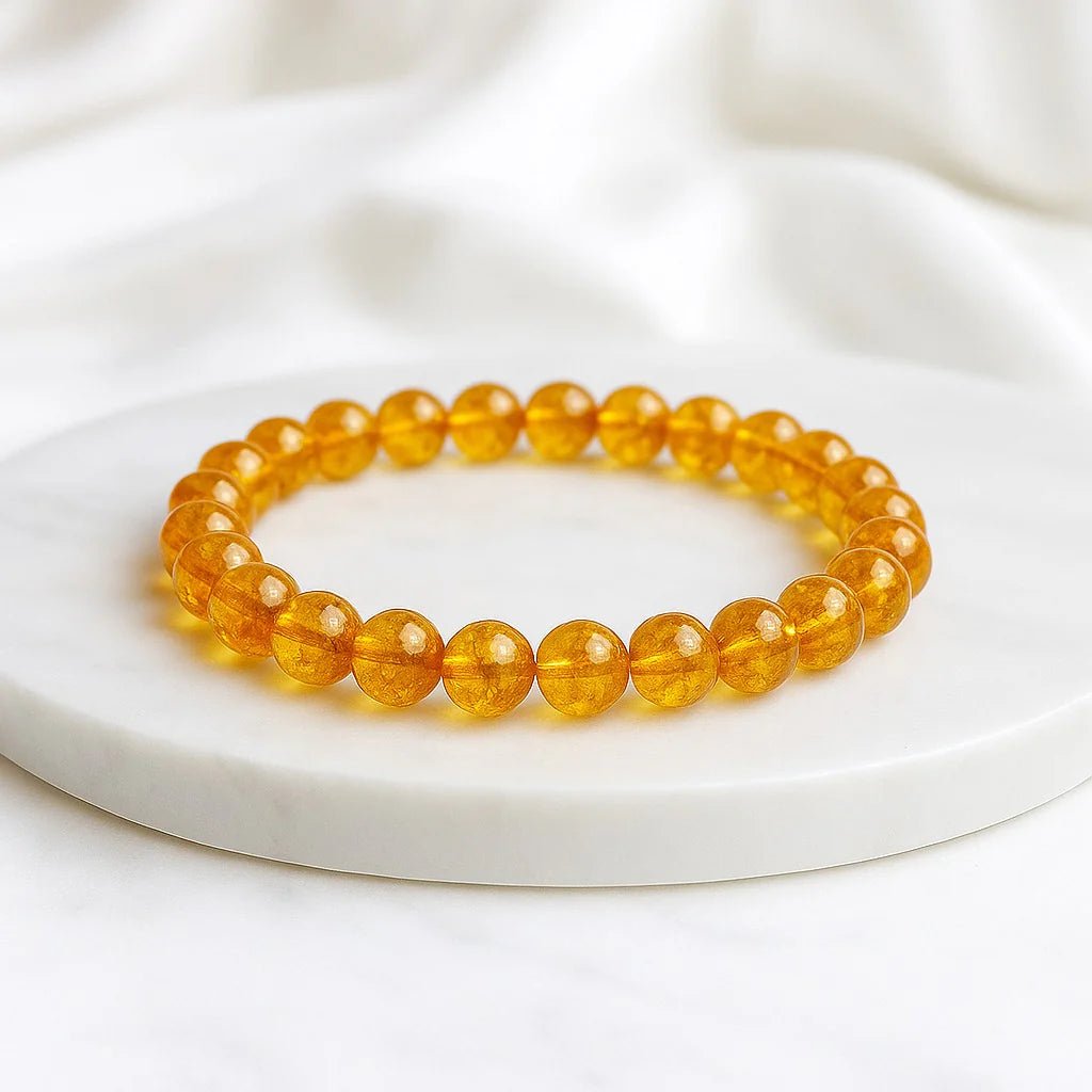 Natural Citrine Bracelet (8mm) with Lab Certificate for Wealth & Prosperity – Ramshivay - Ramshivay