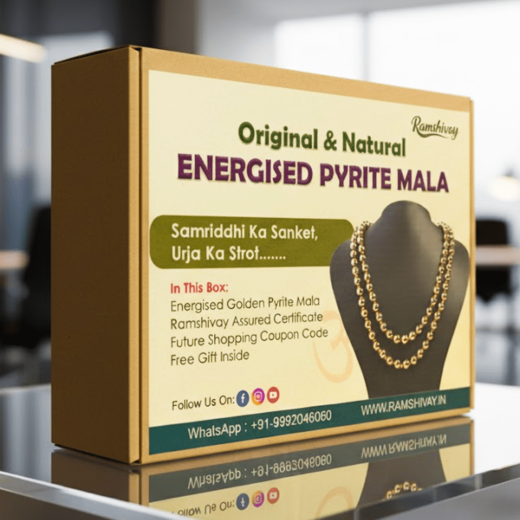 Natural Golden Pyrite Mala 108+1 Beads with Lab Certificate | 8mm Yellow Pyrite Mala for Jaap & Wearing – Ramshivay - Ramshivay