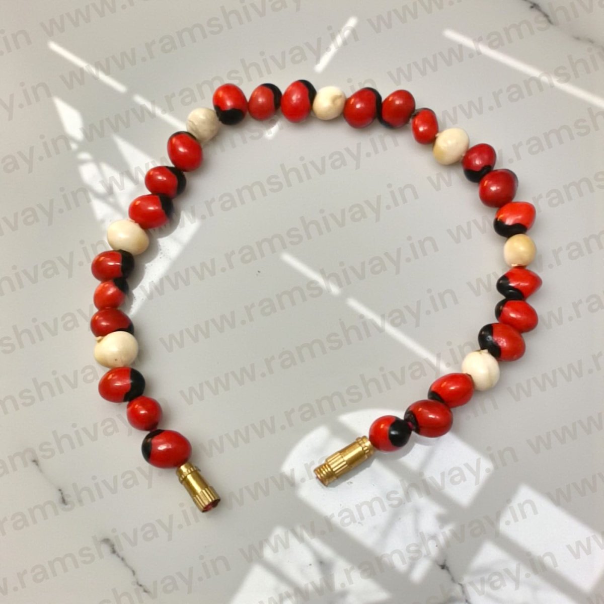 Natural Gunja Bracelet (Chirmi Bracelet) Red & White 5MM Beads with Lab Certificate | For Protection, Luck & Prosperity – Ramshivay - Ramshivay