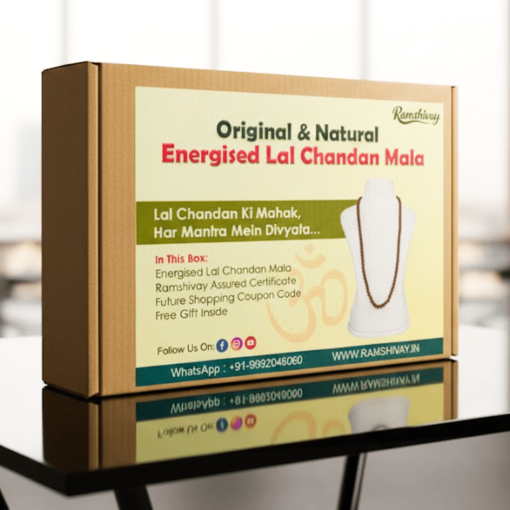 Natural Lal Chandan Mala 108+1 Beads with Lab Certificate | 8mm Red Sandalwood Mala for Jaap & Wearing – Ramshivay - Ramshivay