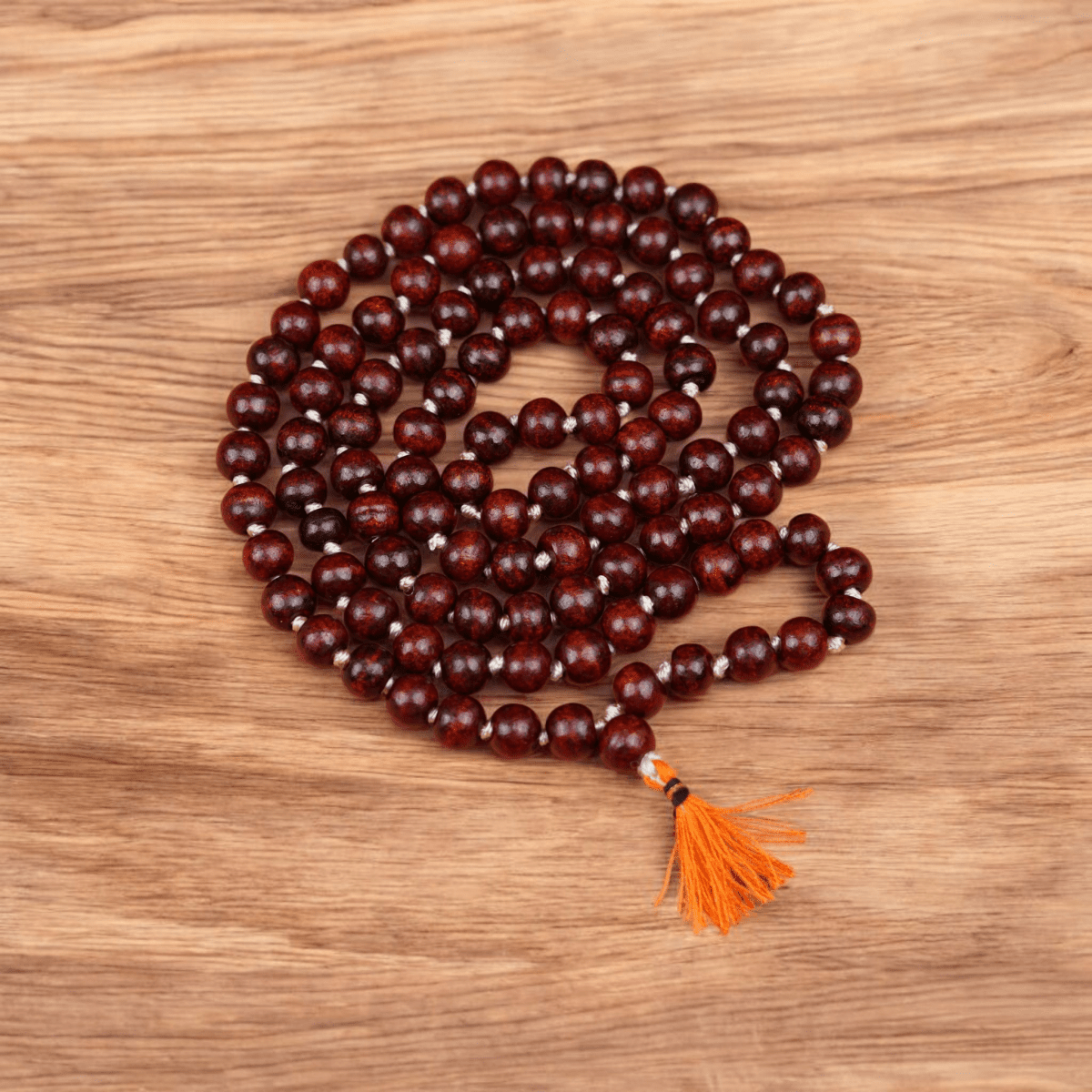 Natural Lal Chandan Mala 108+1 Beads with Lab Certificate | 8mm Red Sandalwood Mala for Jaap & Wearing – Ramshivay - Ramshivay