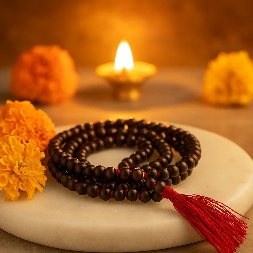 Natural Lal Chandan Mala 108+1 Beads with Lab Certificate | 8mm Red Sandalwood Mala for Jaap & Wearing – Ramshivay - Ramshivay