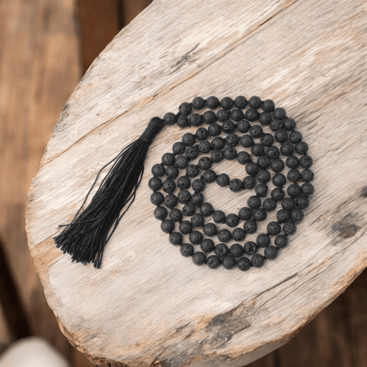 Natural Lava Stone Mala 108+1 Beads with Lab Certificate | 8mm Lava Stone Mala for Jaap & Wearing – Ramshivay - Ramshivay