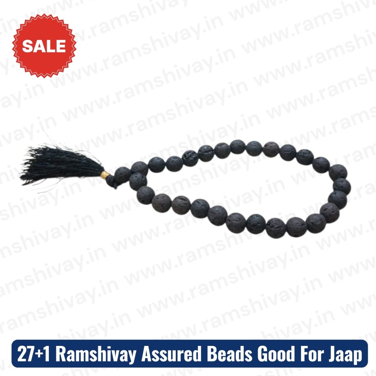Natural Lava Stone Mala 27+1 Beads with Lab Certificate | 8mm Lava Stone for Jaap & Meditation – Ramshivay - Ramshivay