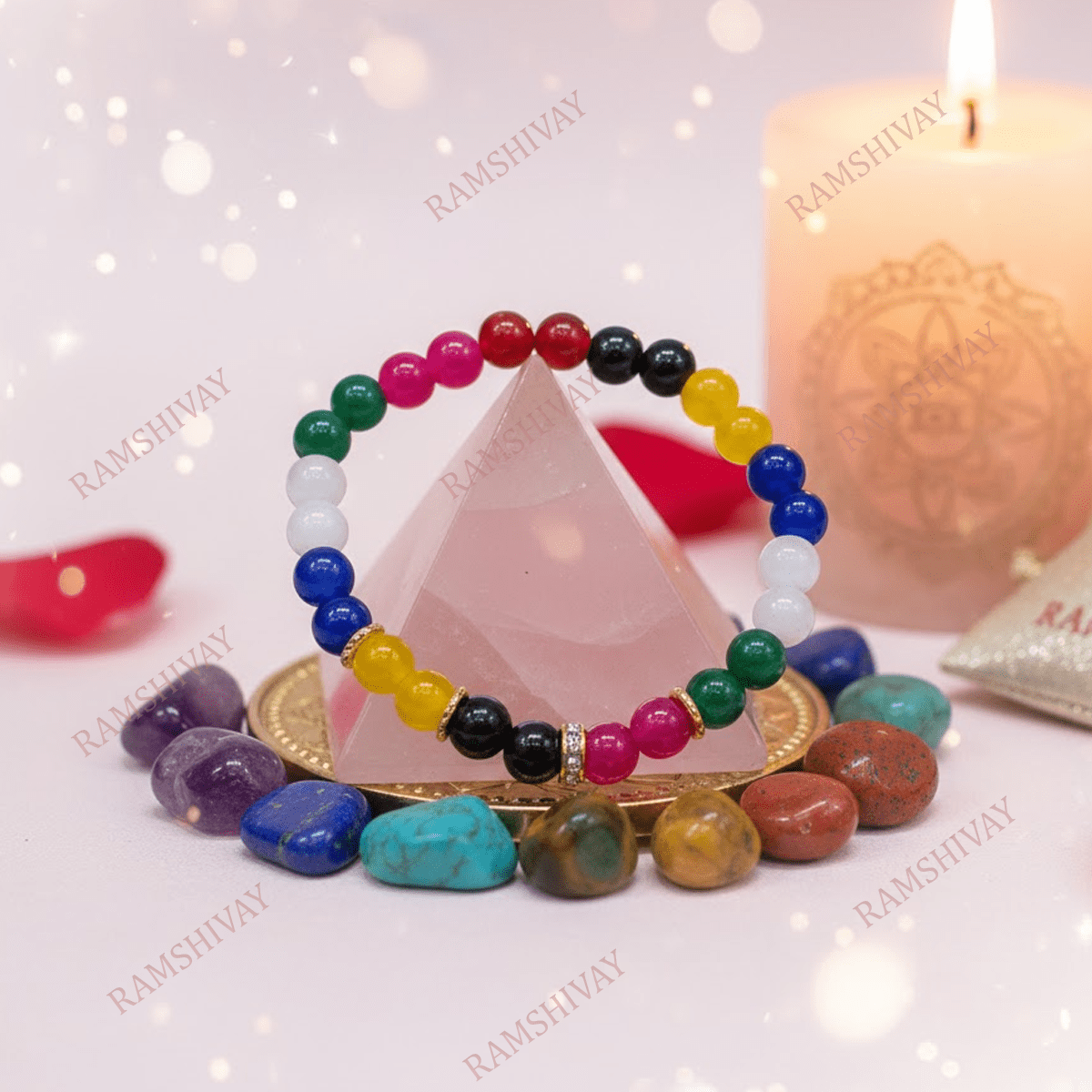 Natural Mix Agate Bracelet (8mm) with Lab Certificate for Healing & Protection – Ramshivay - Ramshivay
