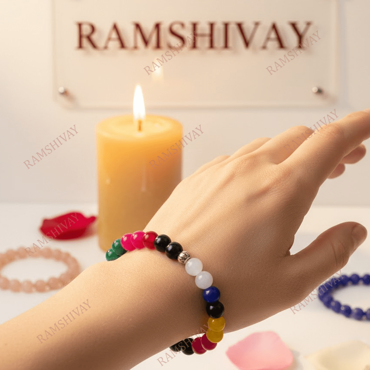 Natural Mix Agate Bracelet (8mm) with Lab Certificate for Healing & Protection – Ramshivay - Ramshivay
