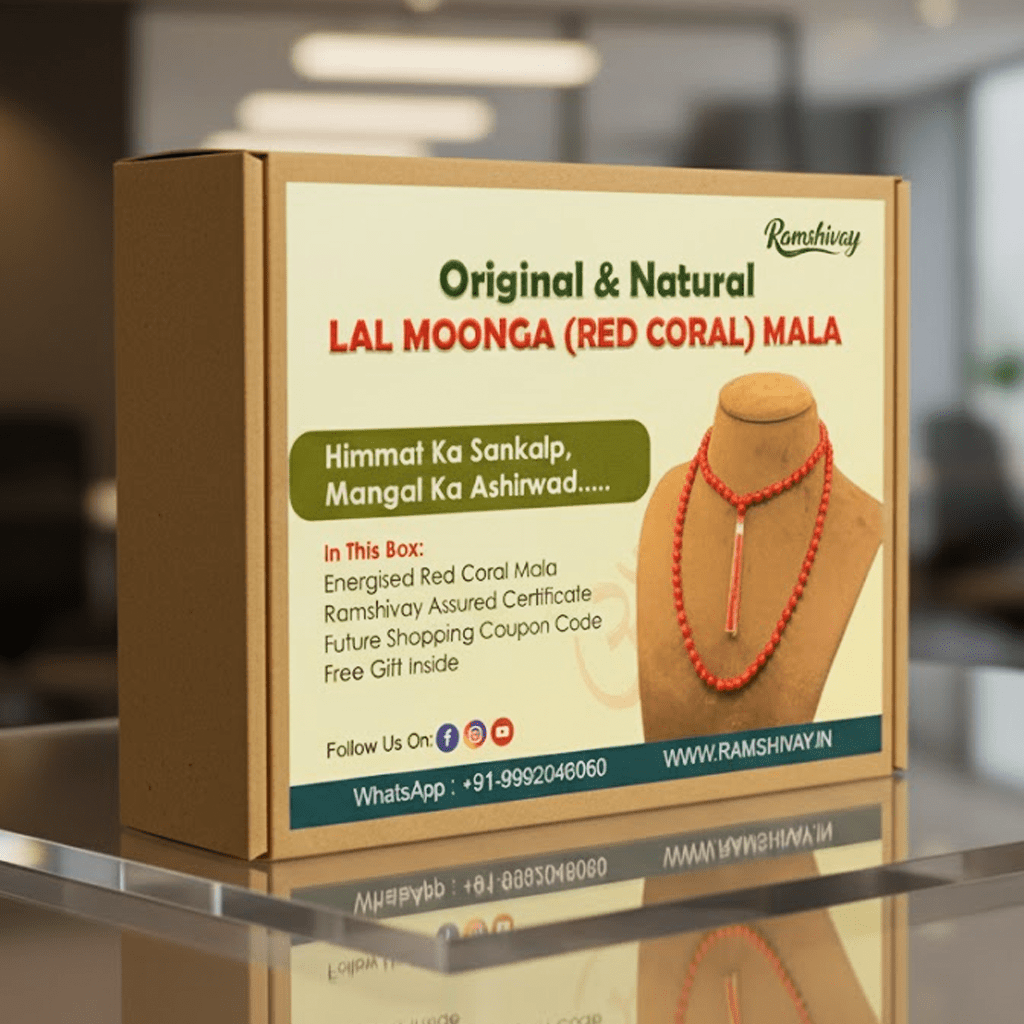 Natural Moonga Mala (Lal Moonga Mala) AAA Quality 108+1 Beads with Lab Certificate | For Confidence, Prosperity & Protection – Ramshivay - Ramshivay