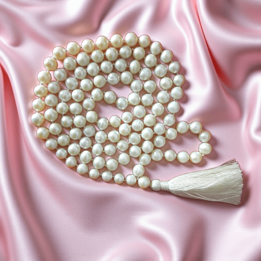 Natural Pearl Mala 108+1 Beads with Lab Certificate | 8MM Moti Mala for Men & Women – Ramshivay - Ramshivay