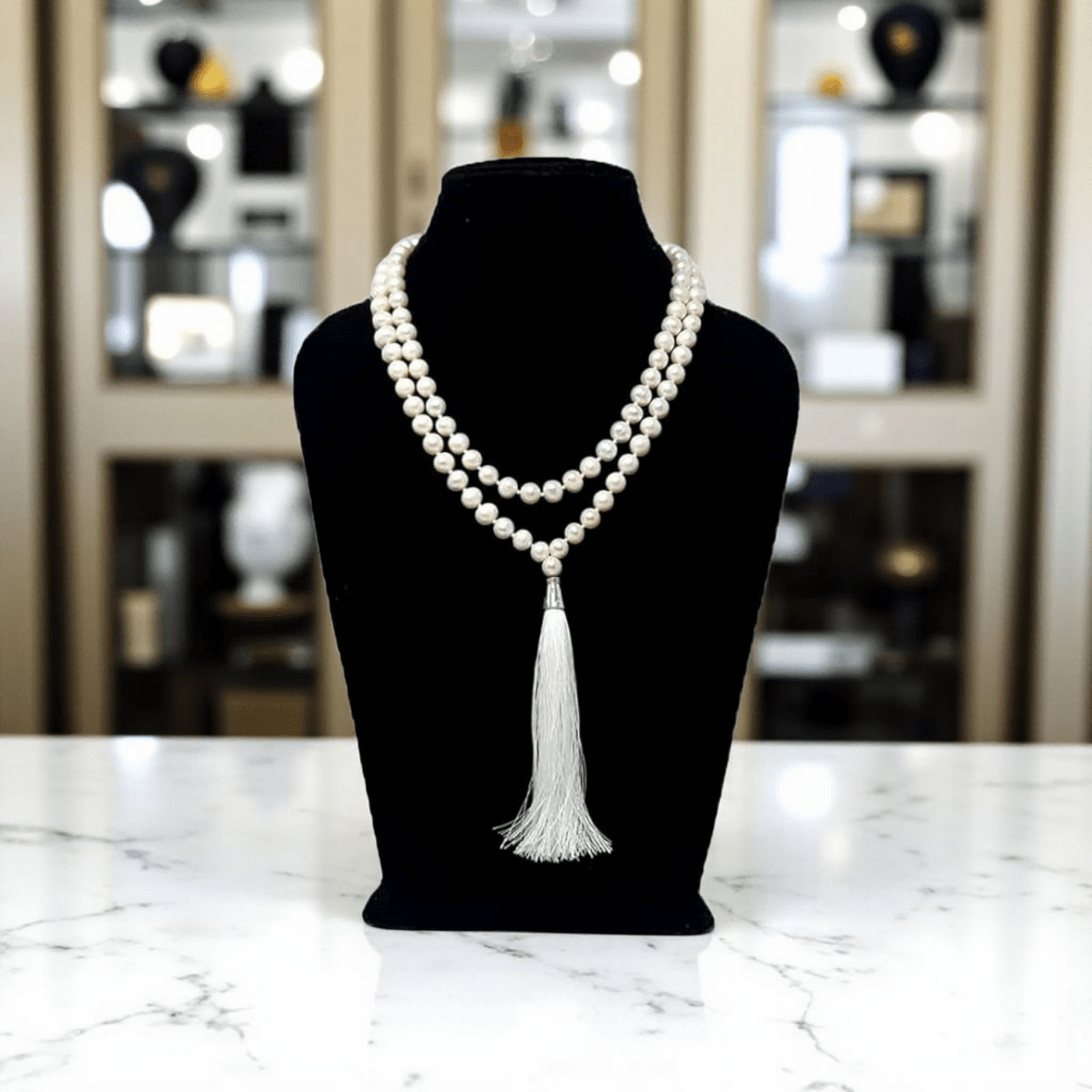 Natural Pearl Mala 108+1 Beads with Lab Certificate | 8MM Moti Mala for Men & Women – Ramshivay - Ramshivay