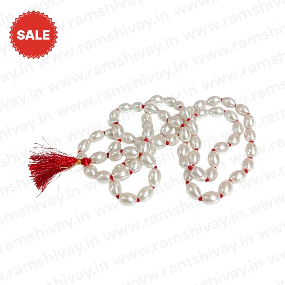 Natural Pearl Mala 108+1 Oval Shaped Beads (11mm) with Lab Certificate | Oval Moti Mala for Men & Women – Ramshivay - Ramshivay
