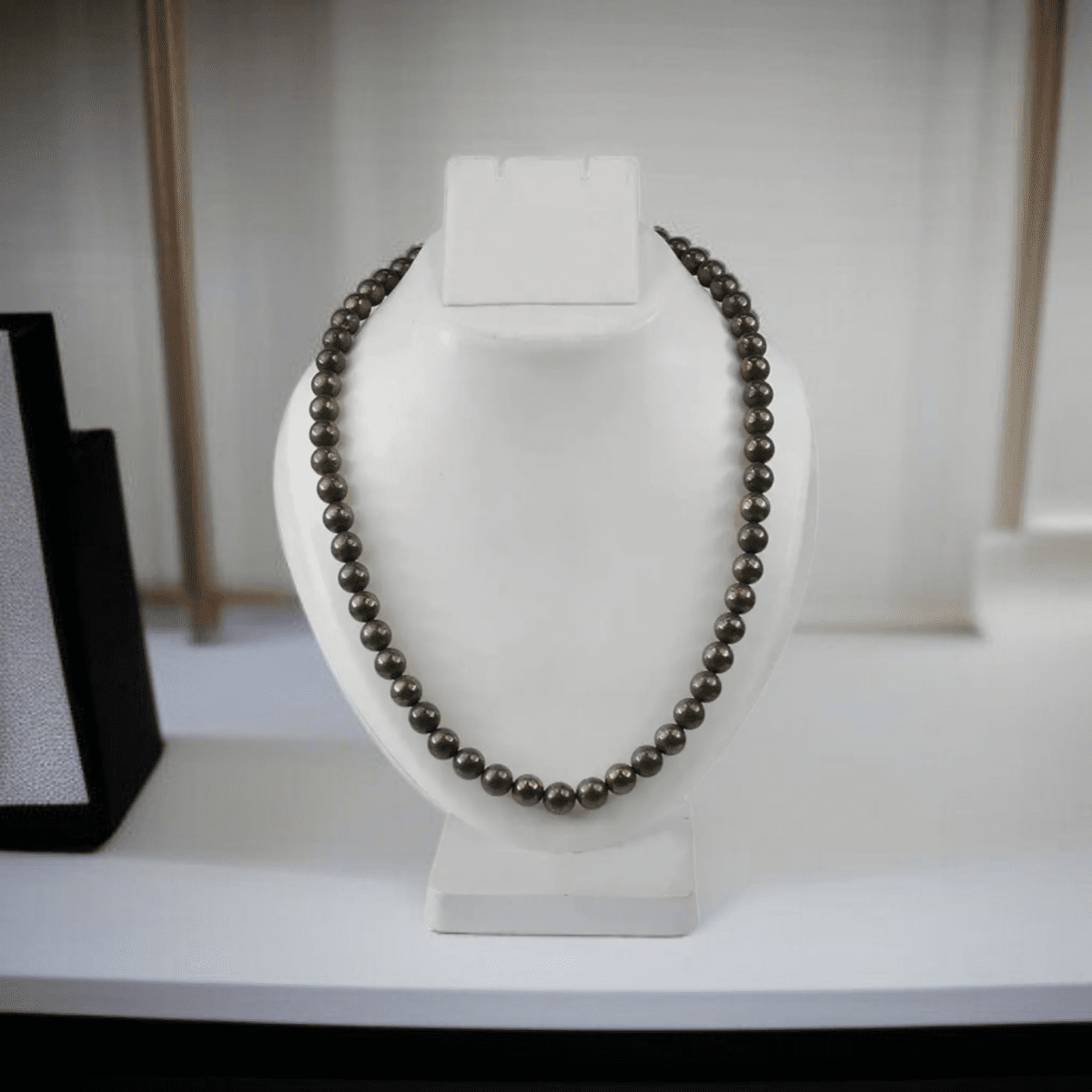 Natural Raw Pyrite Mala 108+1 Beads with Lab Certificate | 8mm Pyrite Mala for Jaap & Wearing – Ramshivay - Ramshivay