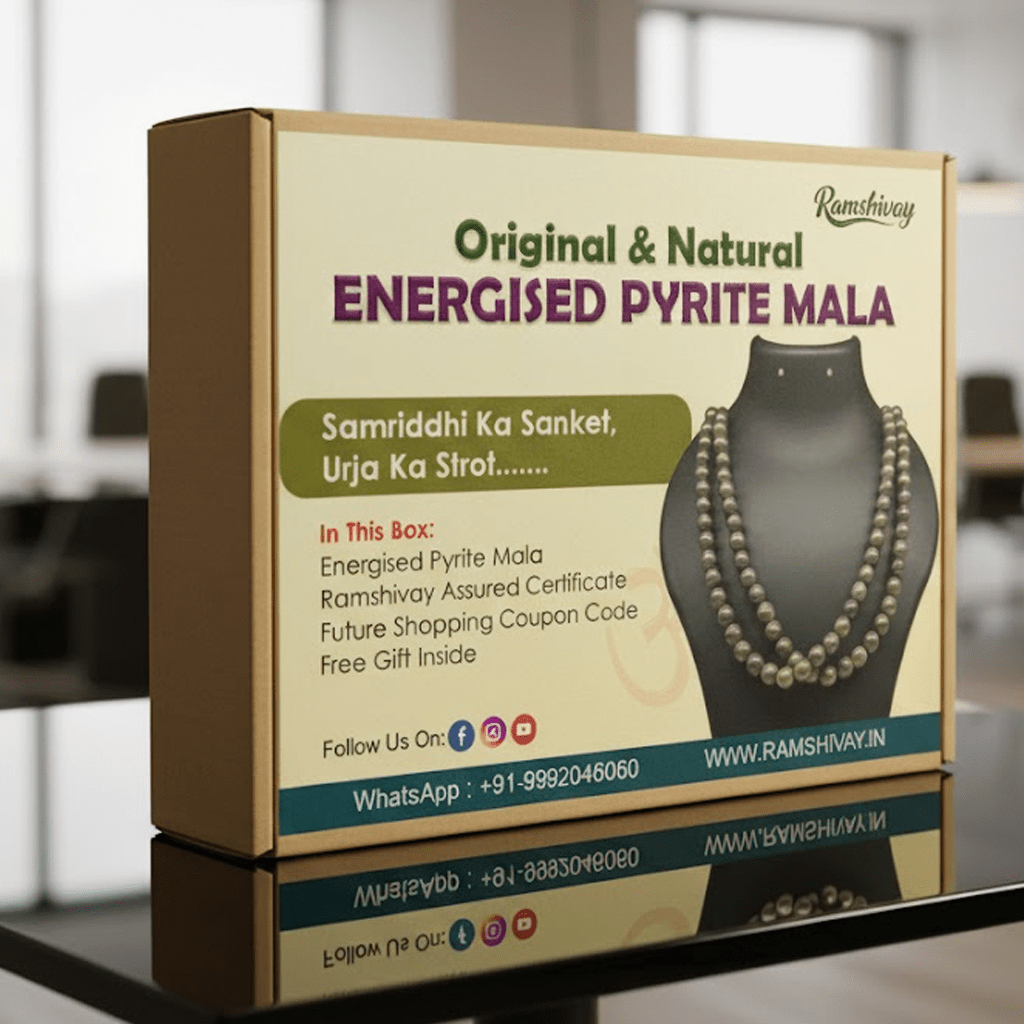 Natural Raw Pyrite Mala 108+1 Beads with Lab Certificate | 8mm Pyrite Mala for Jaap & Wearing – Ramshivay - Ramshivay