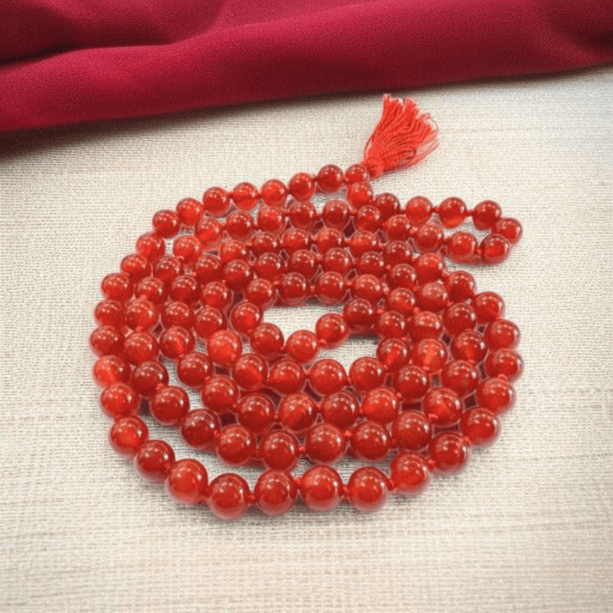 Natural Red Agate Mala 108+1 Beads with Lab Certificate | 8mm Lal Hakik Mala for Jaap & Wearing – Ramshivay - Ramshivay