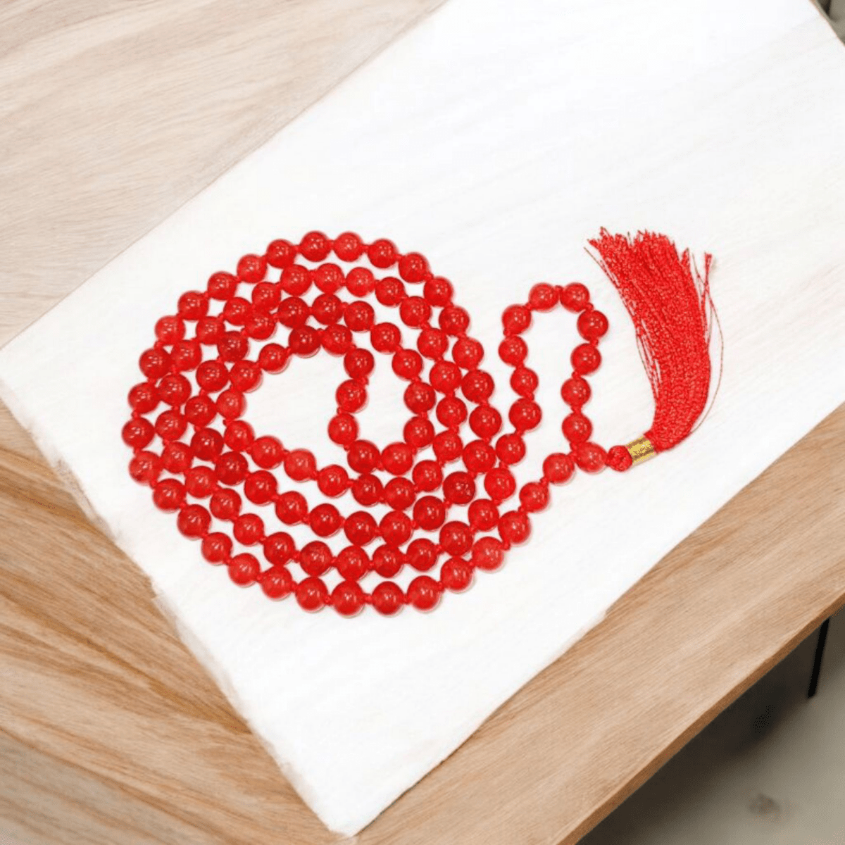 Natural Red Agate Mala 108+1 Beads with Lab Certificate | 8mm Lal Hakik Mala for Jaap & Wearing – Ramshivay - Ramshivay