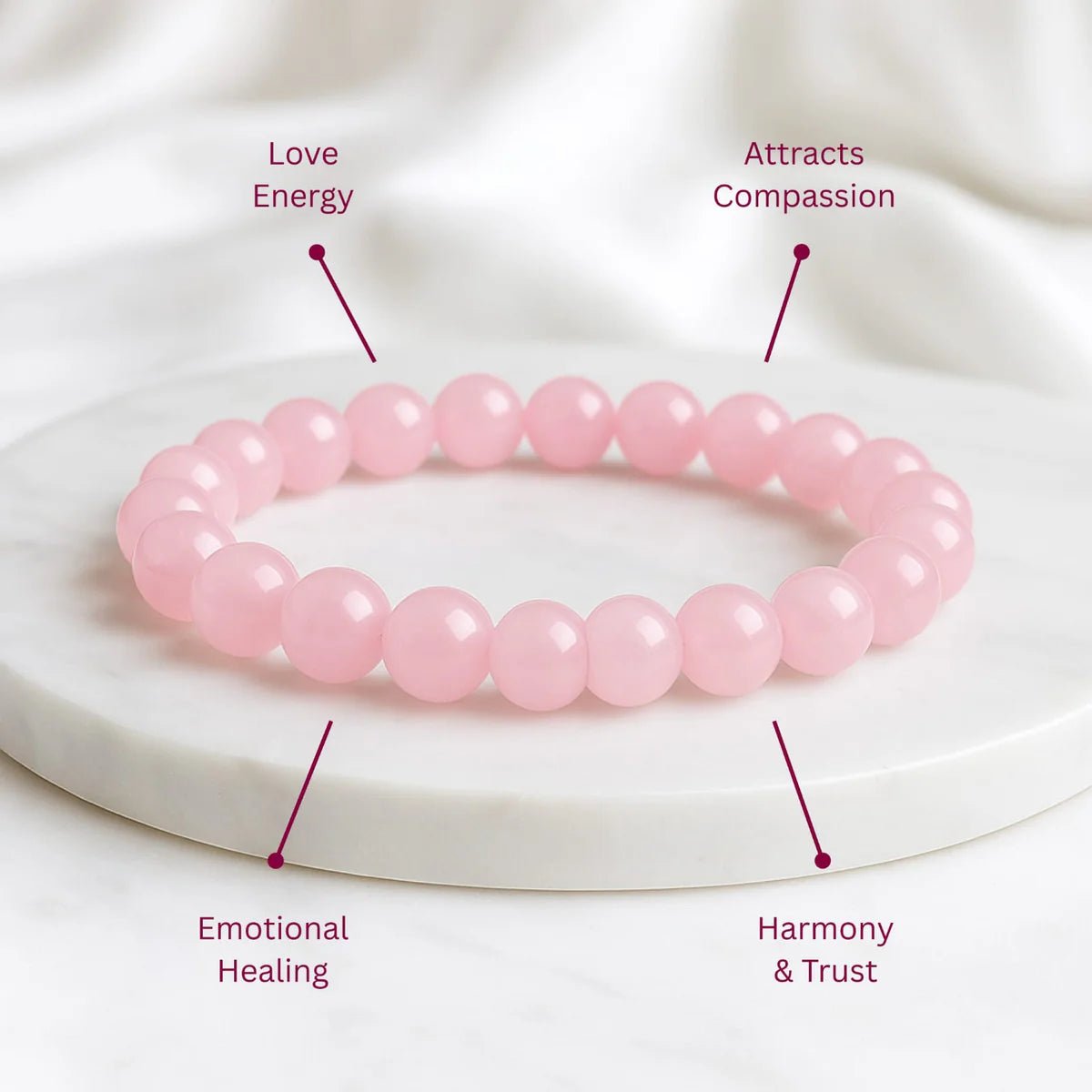 Natural Rose Quartz Bracelet (8mm) with Lab Certificate for Love & Healing – Ramshivay - Ramshivay