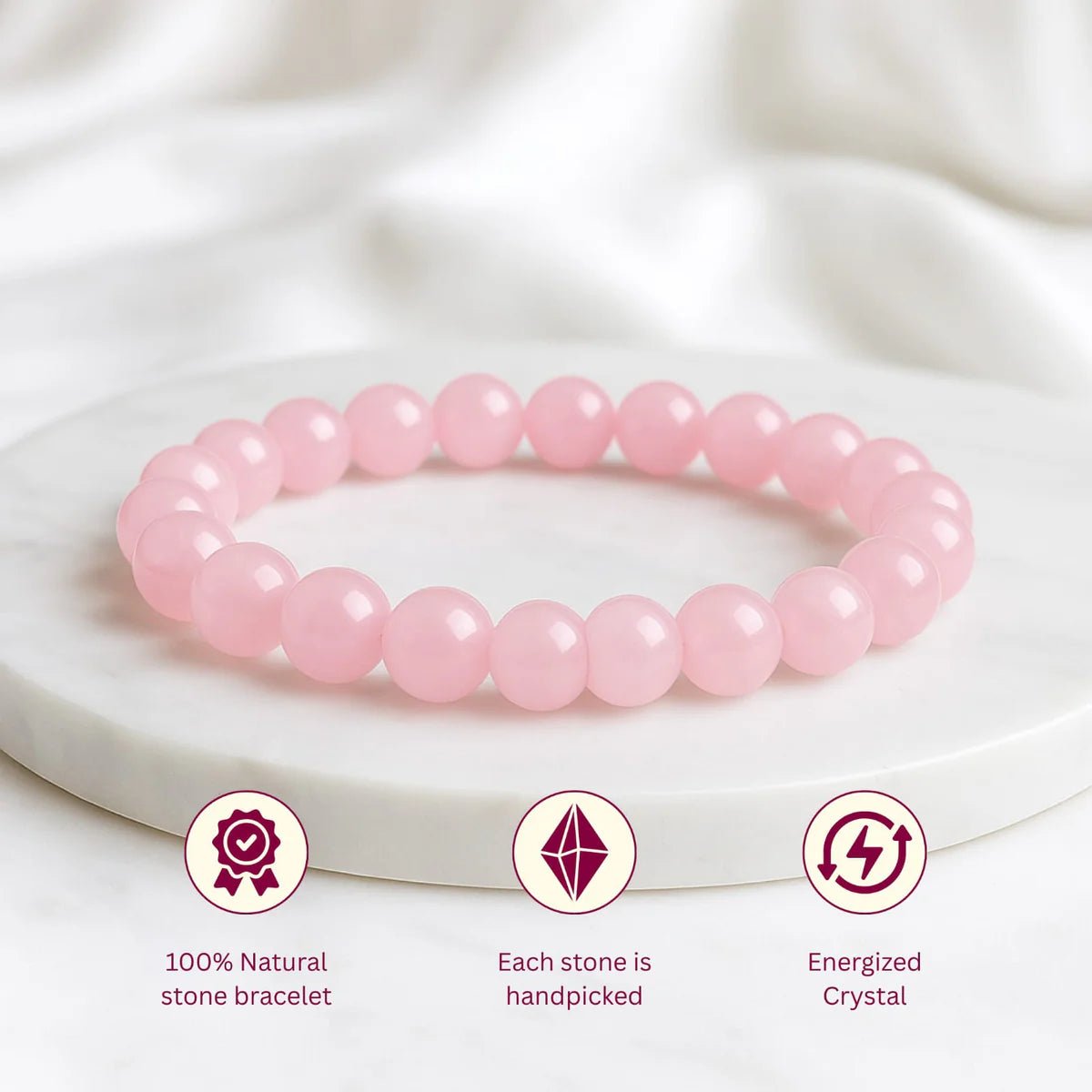 Natural Rose Quartz Bracelet (8mm) with Lab Certificate for Love & Healing – Ramshivay - Ramshivay