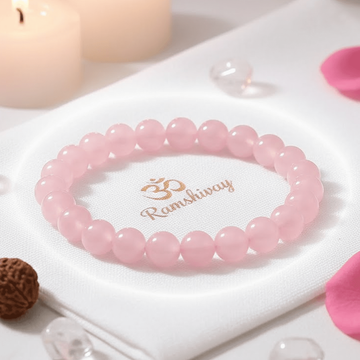 Natural Rose Quartz Bracelet (8mm) with Lab Certificate for Love & Healing – Ramshivay - Ramshivay