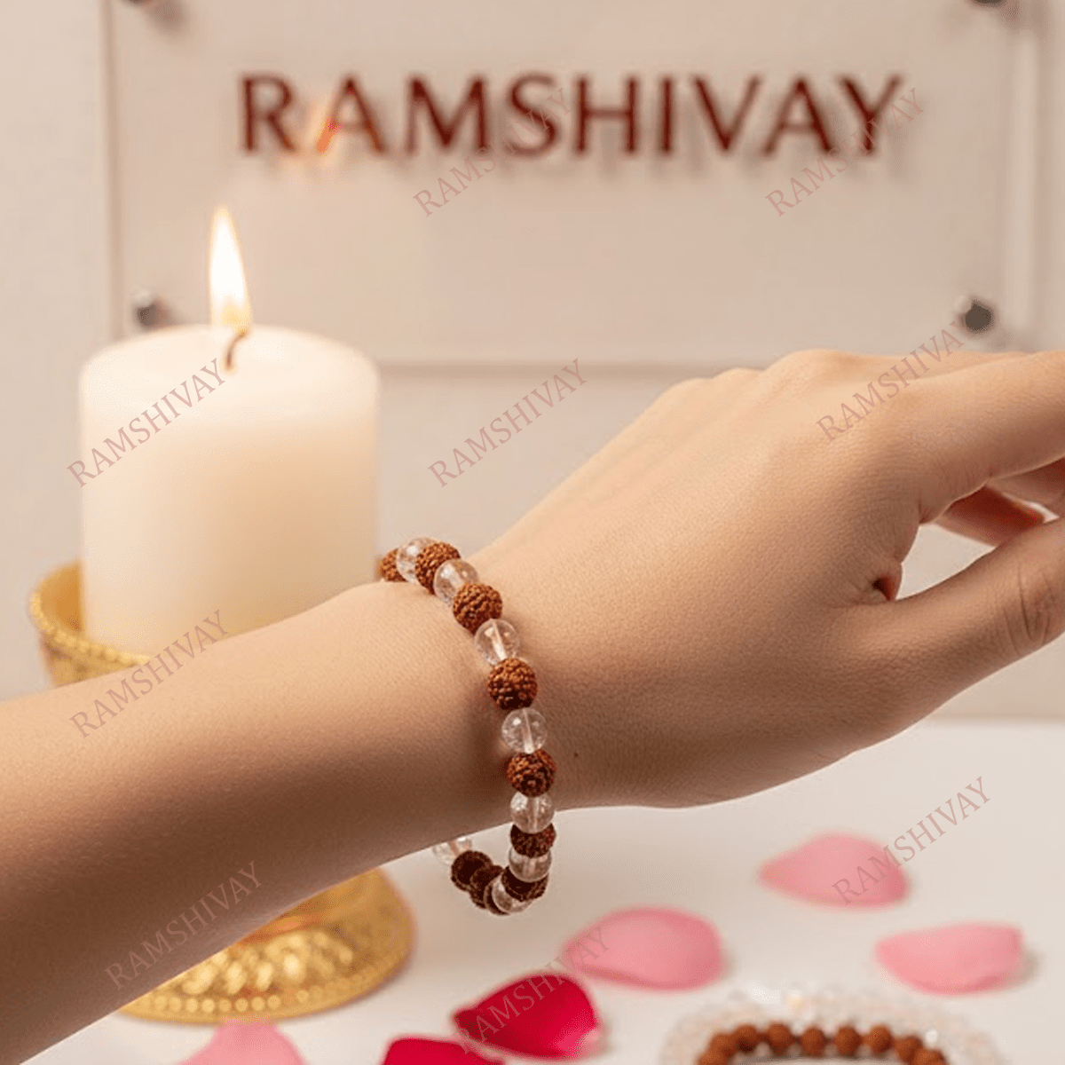 Natural Rudraksha Sphatik Bracelet (8mm) with Lab Certificate for Peace – Ramshivay - Ramshivay