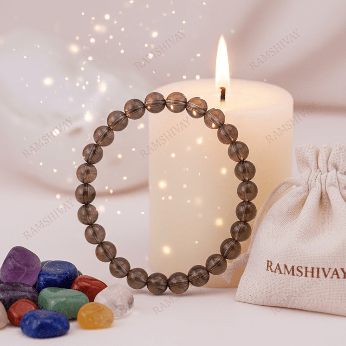 Natural Smoky Quartz Bracelet (8mm) with Lab Certificate for Protection – Ramshivay - Ramshivay