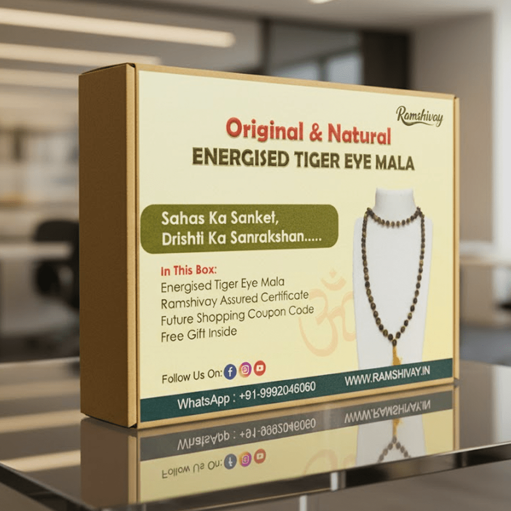Natural Tiger Eye Mala 108+1 Beads with Lab Certificate | Provides Strength and Courage | for Jaap & Wearing – Ramshivay - Ramshivay