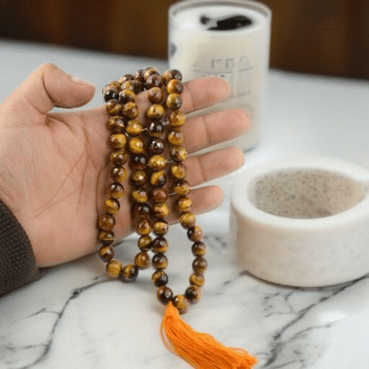 Natural Tiger Eye Mala 108+1 Beads with Lab Certificate | Provides Strength and Courage | for Jaap & Wearing – Ramshivay - Ramshivay