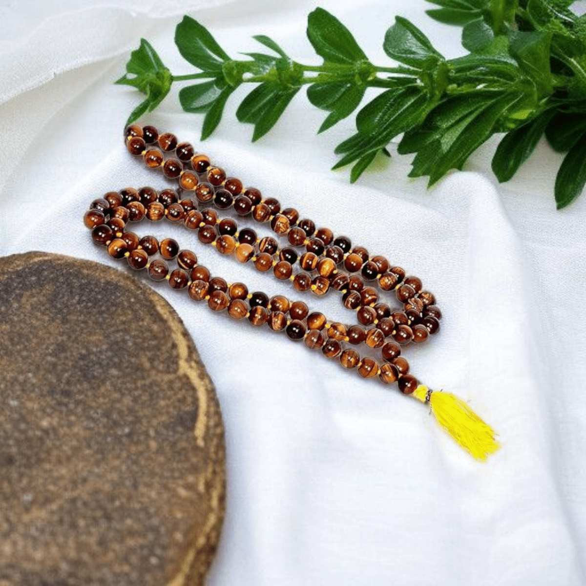 Natural Tiger Eye Mala 108+1 Beads with Lab Certificate | Provides Strength and Courage | for Jaap & Wearing – Ramshivay - Ramshivay