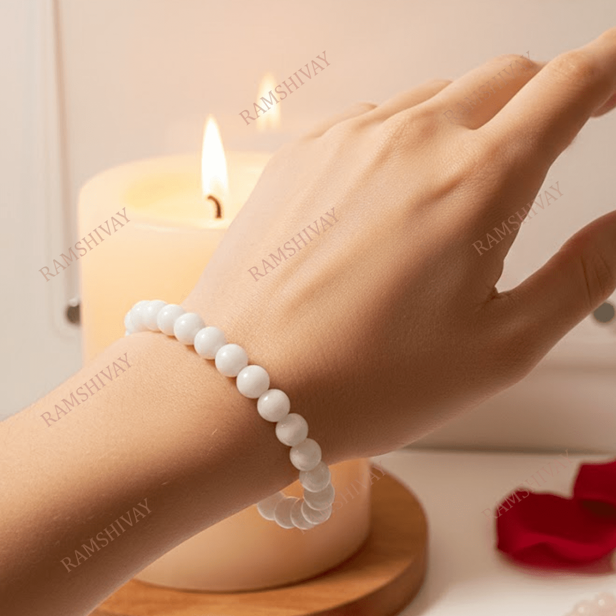 Natural White Agate (Hakik) Bracelet 8MM with Lab Certificate for Peace – Ramshivay - Ramshivay
