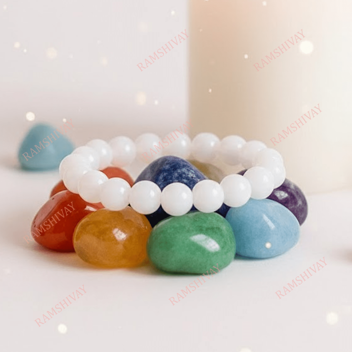 Natural White Agate (Hakik) Bracelet 8MM with Lab Certificate for Peace – Ramshivay - Ramshivay