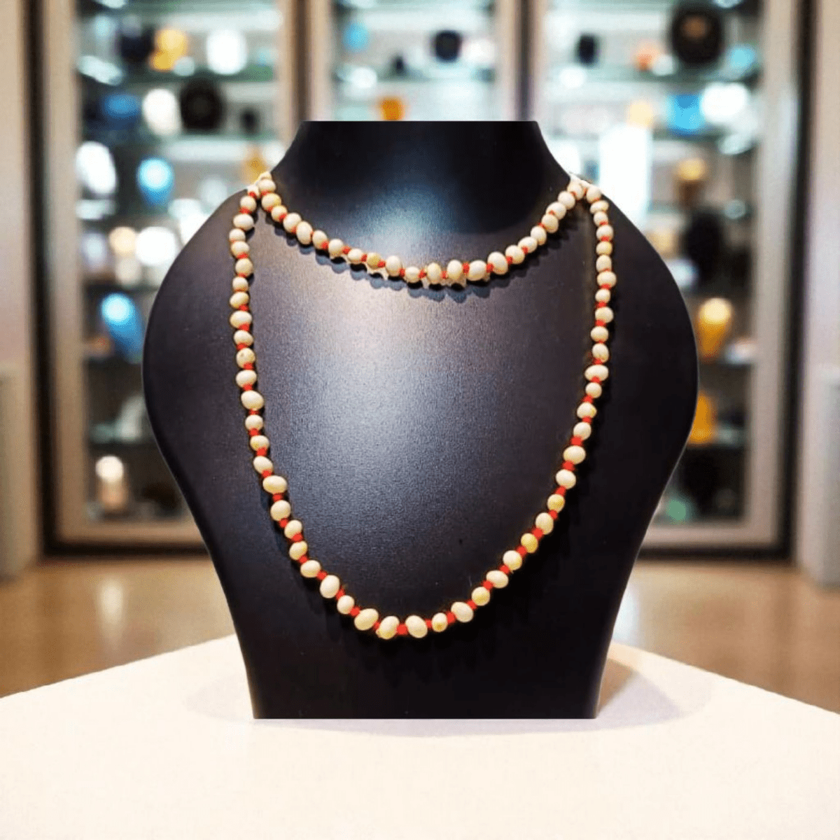 Natural White Gunja Mala with Lab Certificate | For Peace, Clarity & Spiritual Balance – Ramshivay - Ramshivay