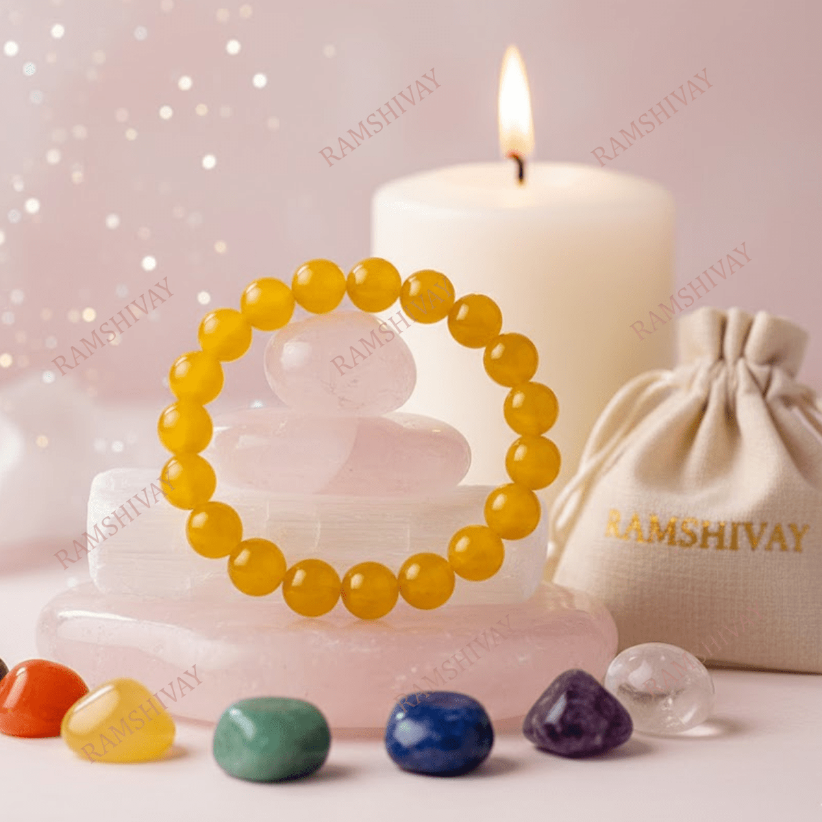 Natural Yellow Agate Bracelet 8MM with Lab Certificate for Confidence – Ramshivay - Ramshivay
