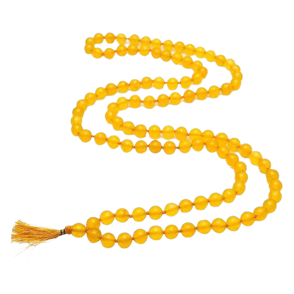 Natural Yellow Agate Mala 108+1 Beads with Lab Certificate | 8mm Peeli Hakik Mala for Jaap & Wearing – Ramshivay - Ramshivay