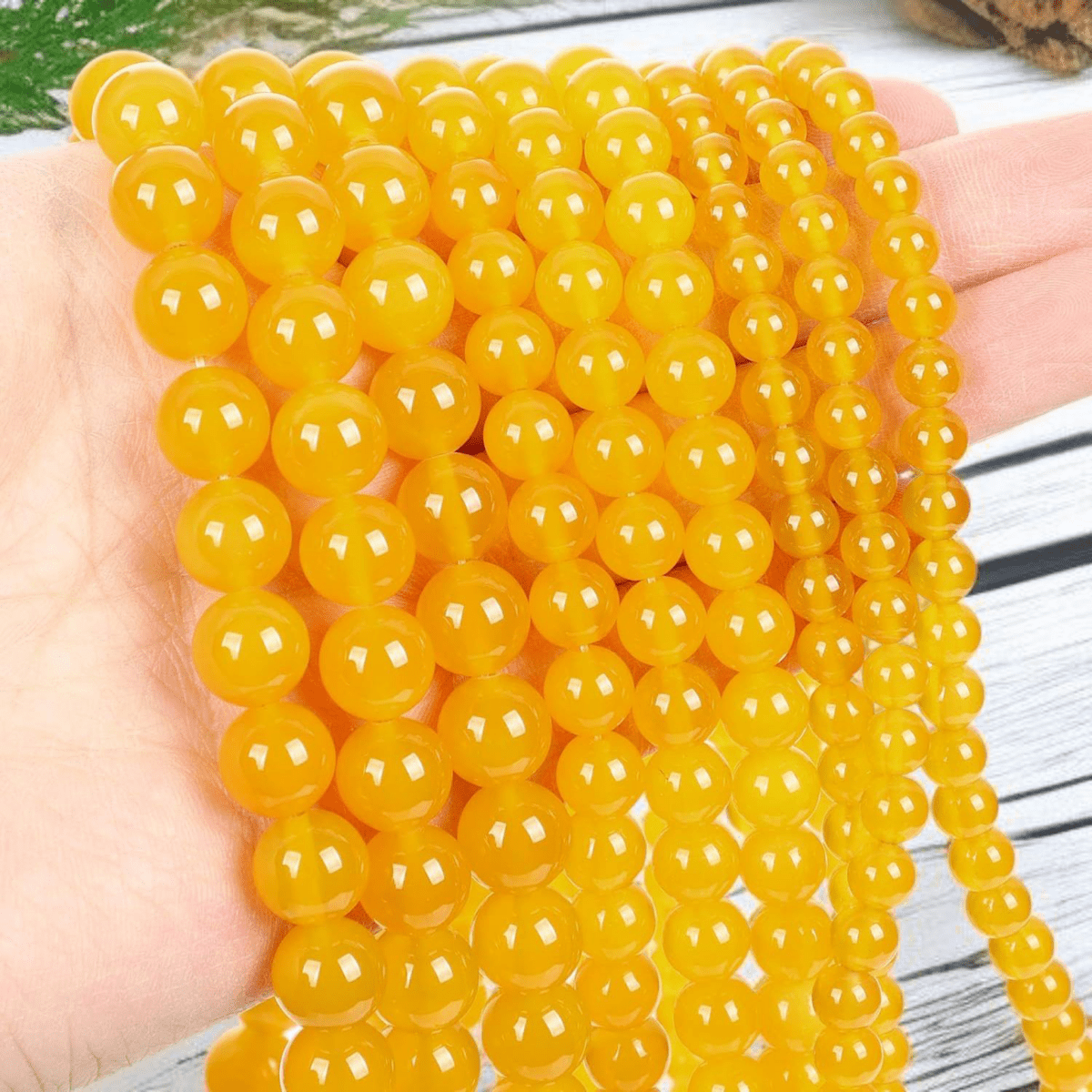 Natural Yellow Agate Mala 108+1 Beads with Lab Certificate | 8mm Peeli Hakik Mala for Jaap & Wearing – Ramshivay - Ramshivay