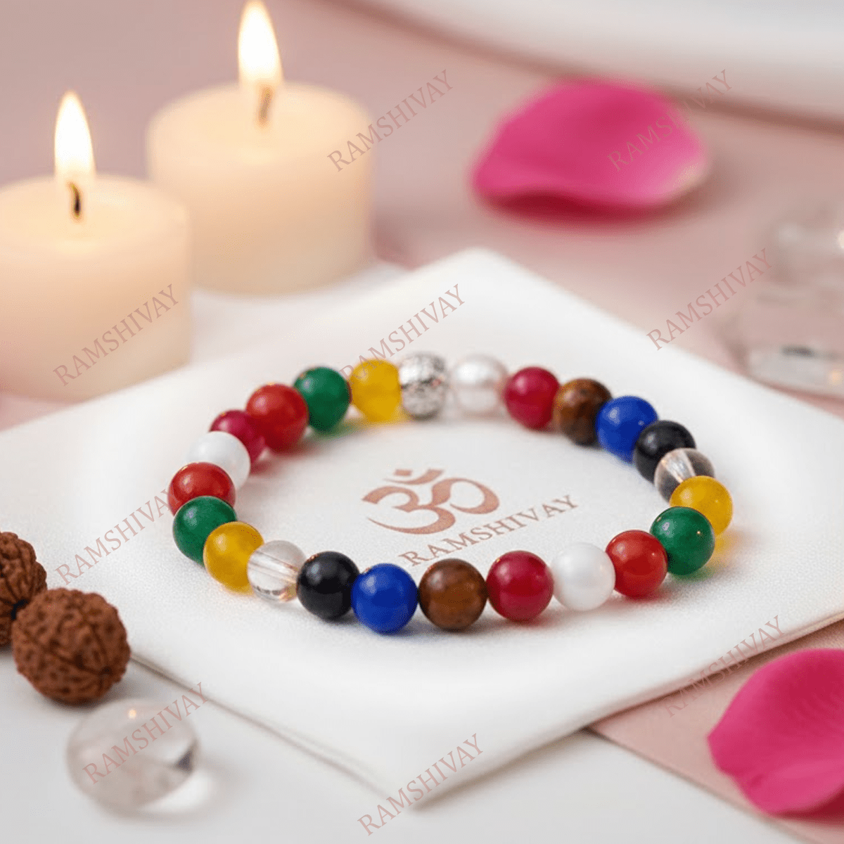 Navratan Bracelet (8mm) with Lab Certificate for Navgrah Healing & Protection – Ramshivay - Ramshivay