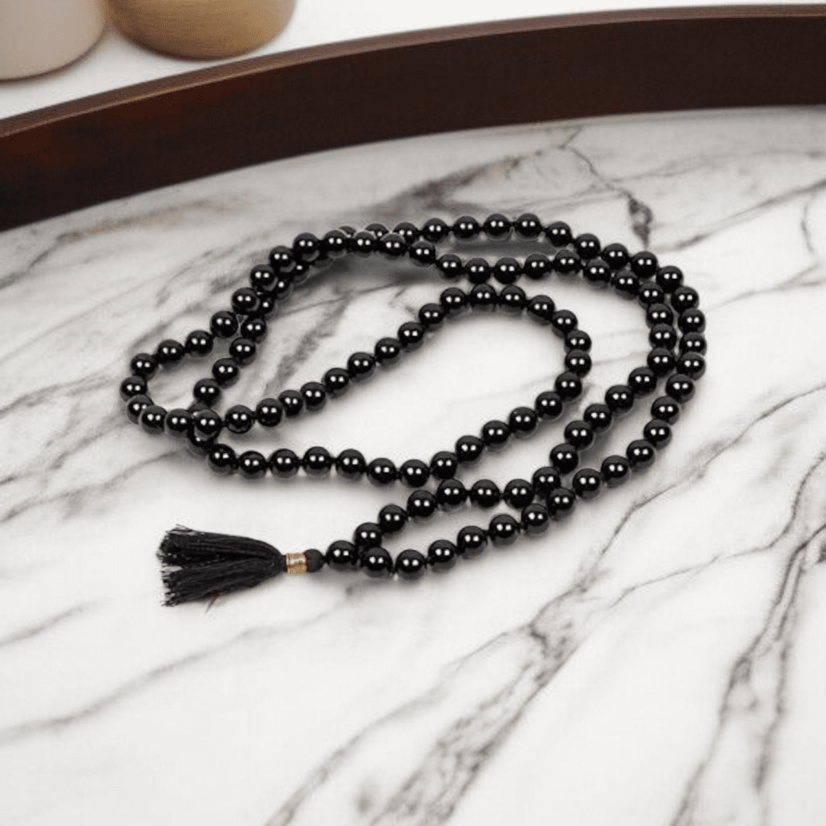 Original Black Agate Mala 6MM with Lab Certificate | 108+1 Beads for Protection & Mental Strength – Ramshivay - Ramshivay