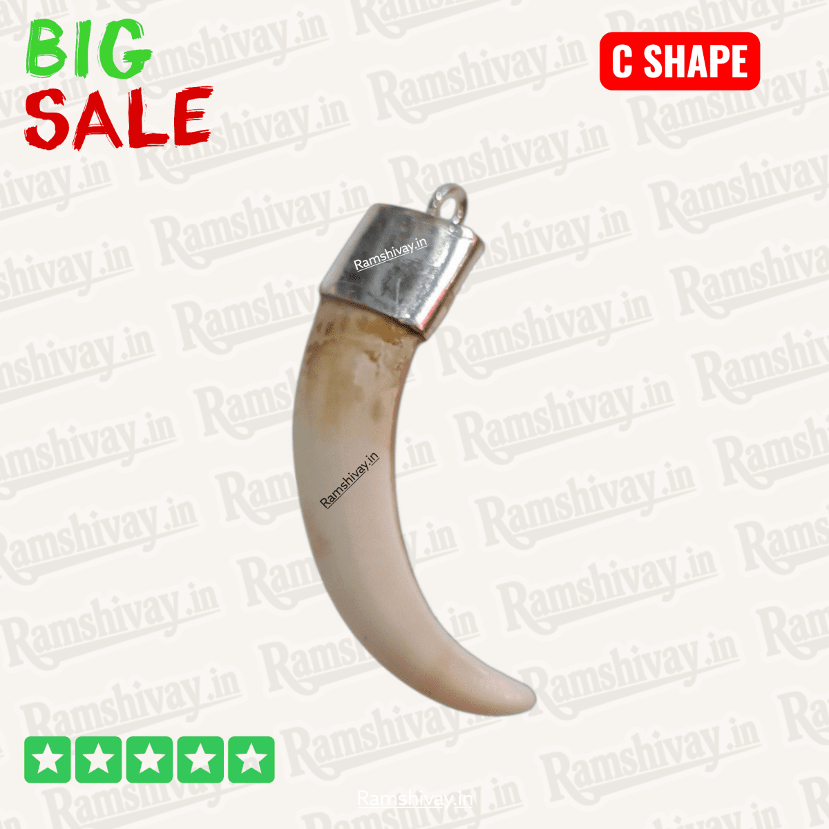 Original C‑Shape Shukar Dant (Wild Boar Teeth) Silver Locket for Men & Women with Energised Option | Nazar Protection & Prosperity – Ramshivay - Ramshivay