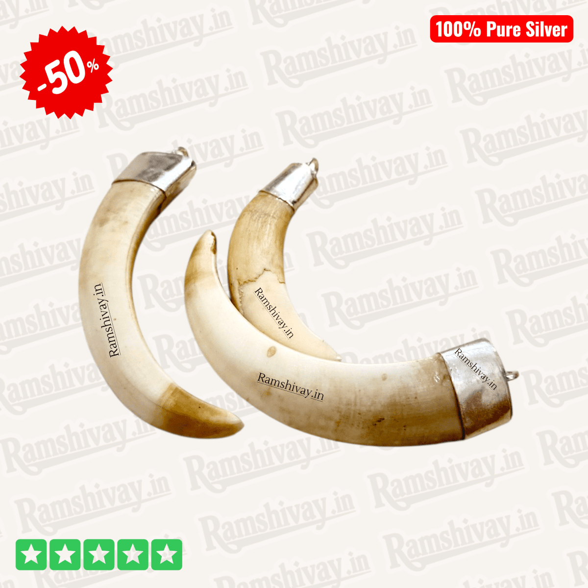 Original C‑Shape Shukar Dant (Wild Boar Teeth) Silver Locket for Men & Women with Energised Option | Nazar Protection & Prosperity – Ramshivay - Ramshivay