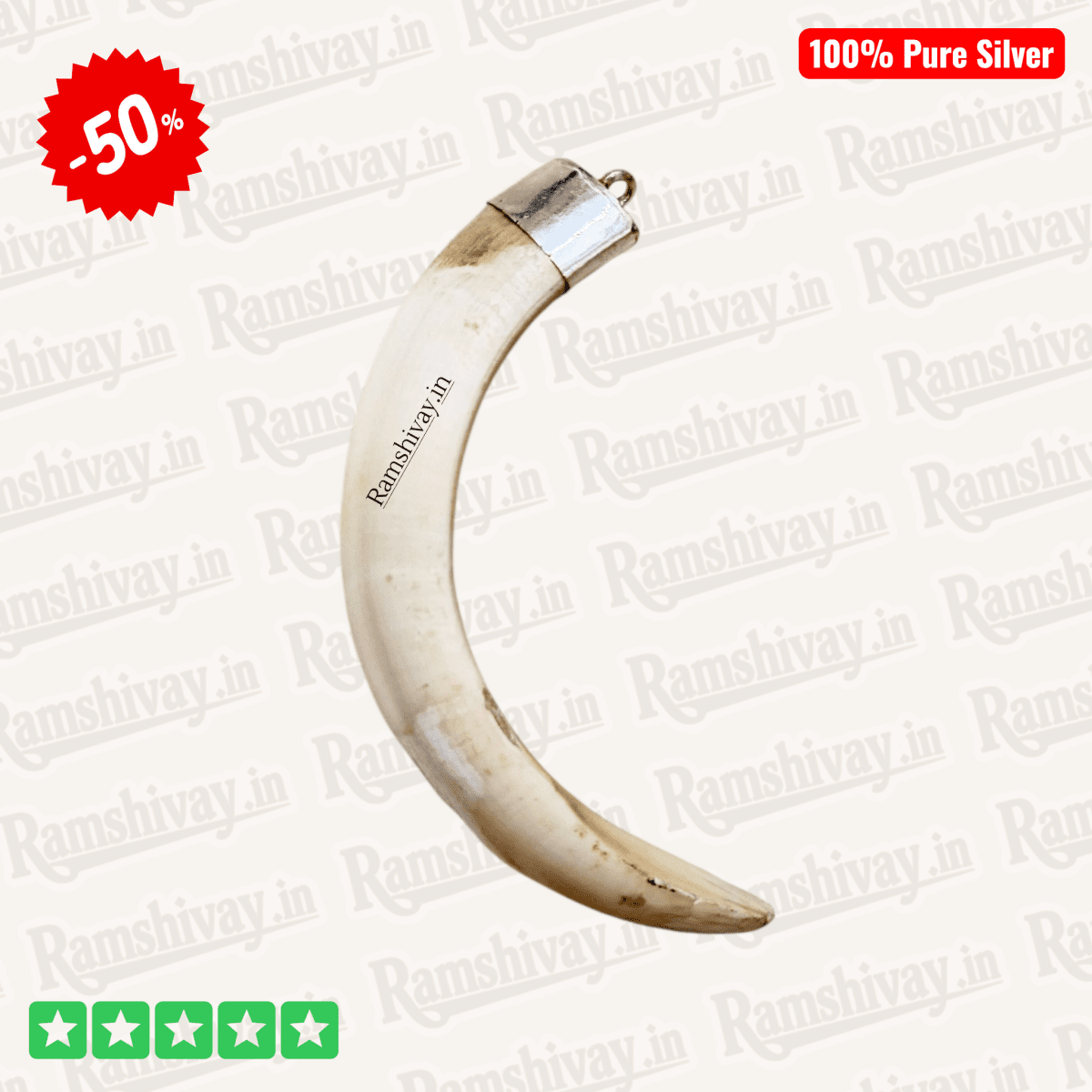 Original C‑Shape Shukar Dant (Wild Boar Teeth) Silver Locket for Men & Women with Energised Option | Nazar Protection & Prosperity – Ramshivay - Ramshivay