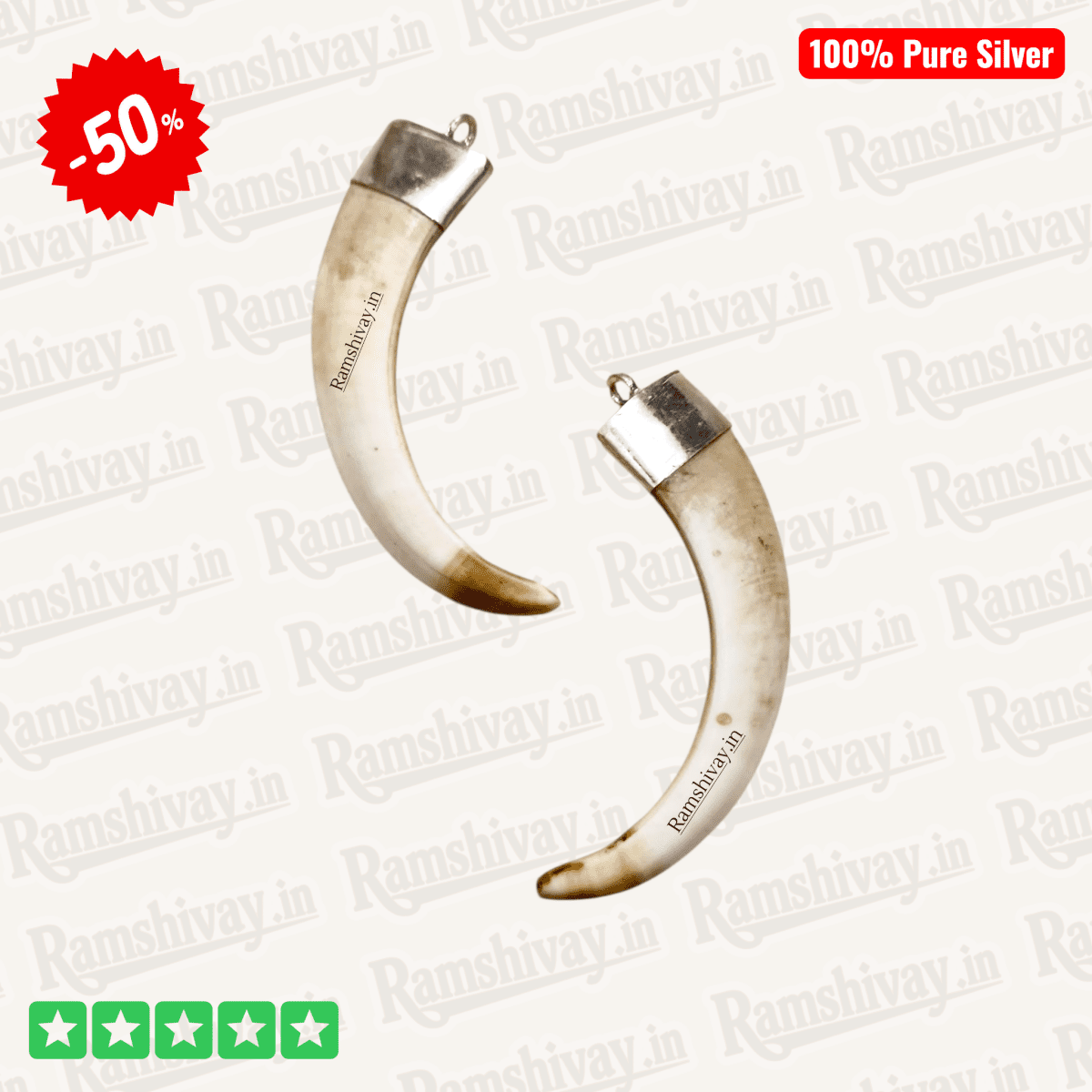 Original C‑Shape Shukar Dant (Wild Boar Teeth) Silver Locket for Men & Women with Energised Option | Nazar Protection & Prosperity – Ramshivay - Ramshivay