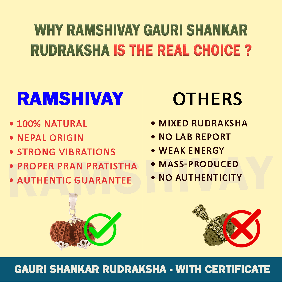 Original Gauri Shankar Rudraksha with Lab Certificate for Harmonious Marriage – Ramshivay - Ramshivay