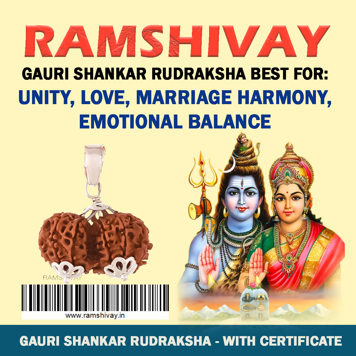 Original Gauri Shankar Rudraksha with Lab Certificate for Harmonious Marriage – Ramshivay - Ramshivay