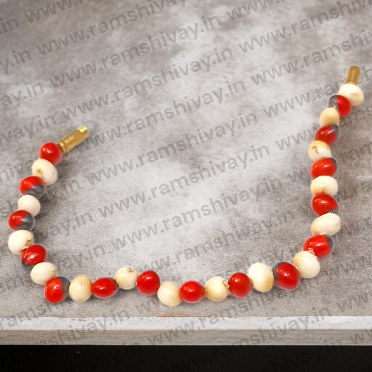 Original Gunja Bracelet (Chirmi Bracelet) White & Red Beads with Lab Certificate | For Luck, Prosperity & Protection – Ramshivay - Ramshivay