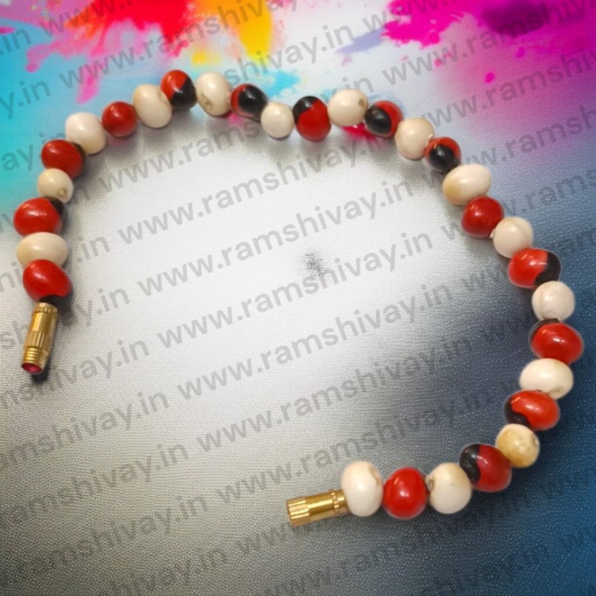 Original Gunja Bracelet (Chirmi Bracelet) White & Red Beads with Lab Certificate | For Luck, Prosperity & Protection – Ramshivay - Ramshivay