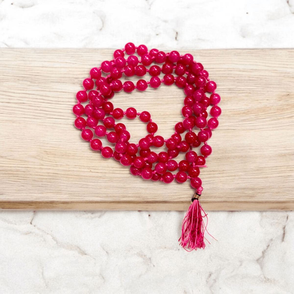 Original Pink Agate Mala 108+1 Beads with Lab Certificate | 8MM | Pink Hakik Stone Mala for Men & Women – Ramshivay - Ramshivay