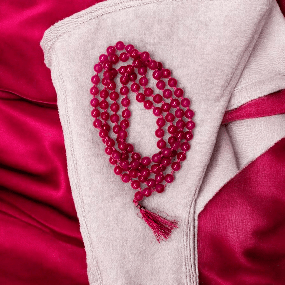 Original Pink Agate Mala 108+1 Beads with Lab Certificate | 8MM | Pink Hakik Stone Mala for Men & Women – Ramshivay - Ramshivay
