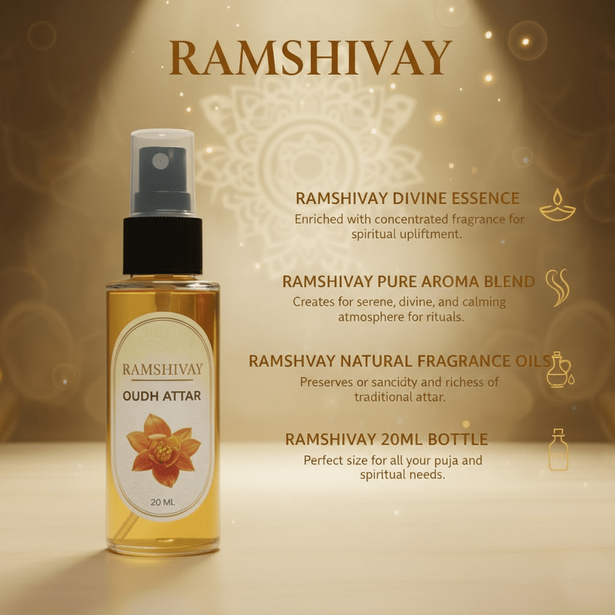 OUD Spray Attar - 20ml (Pack of 5) Premium Fragrance for Puja – Ramshivay - Ramshivay