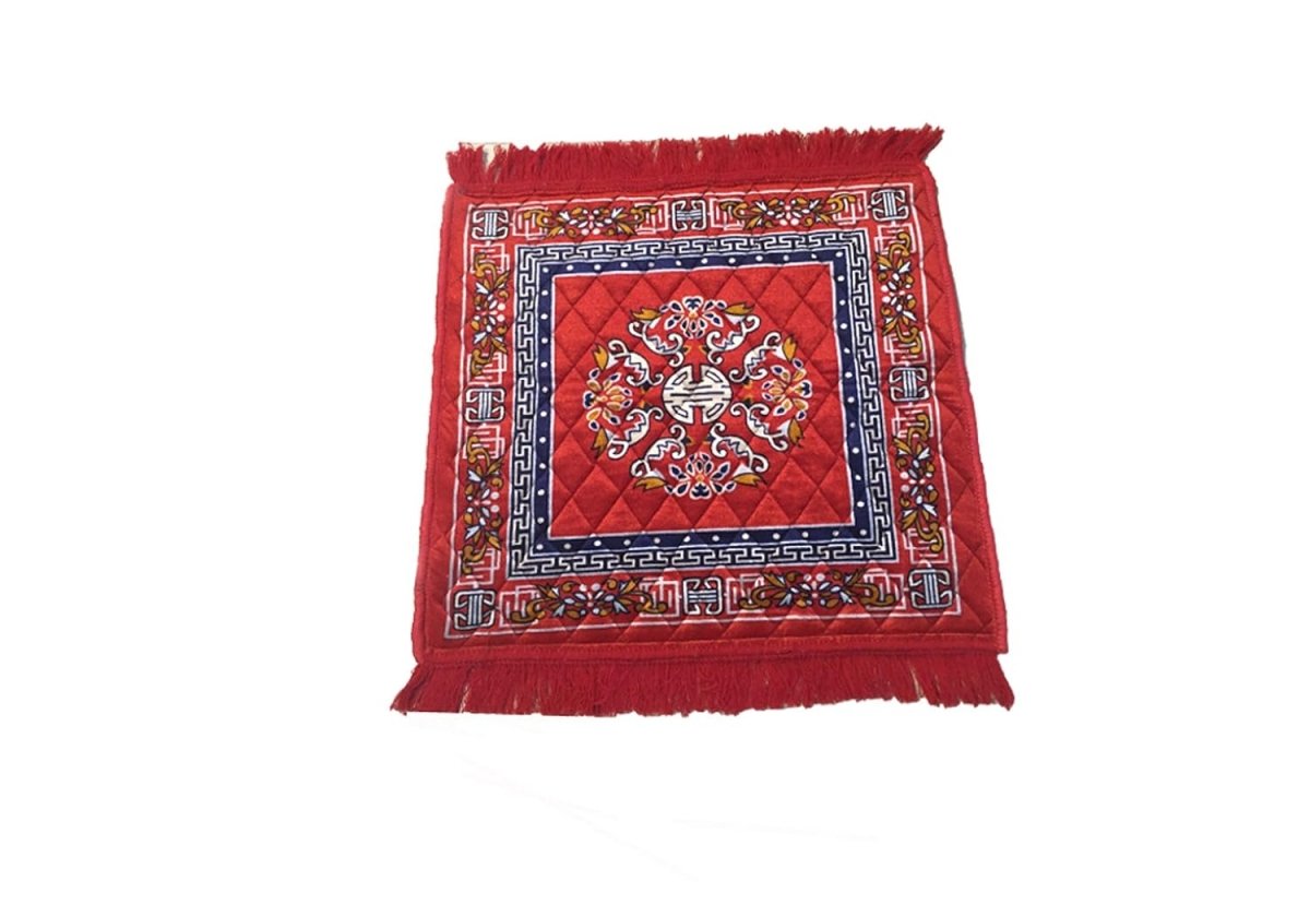 Prayer Mat | Velvet Aasan | Meditation Carpet | Pooja Aasan | Traditional Prayer Mat | Medium Size | Red Color (Set of 2) – Ramshivay - Ramshivay