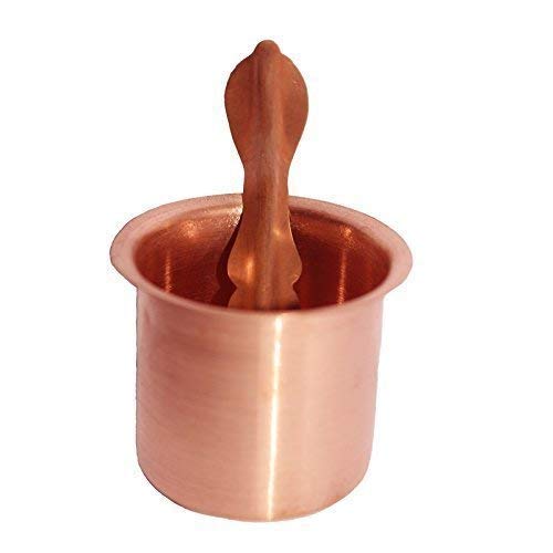 Pure Copper Panchpatra and Achmani Set - Traditional Puja Ritual Vessel with Spoon – Ramshivay - Ramshivay